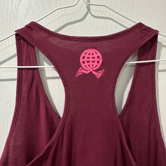 Nike Run The Earth Burgundy & Pink Slim Fit Graphic Tank Top - Picture 4 of 7